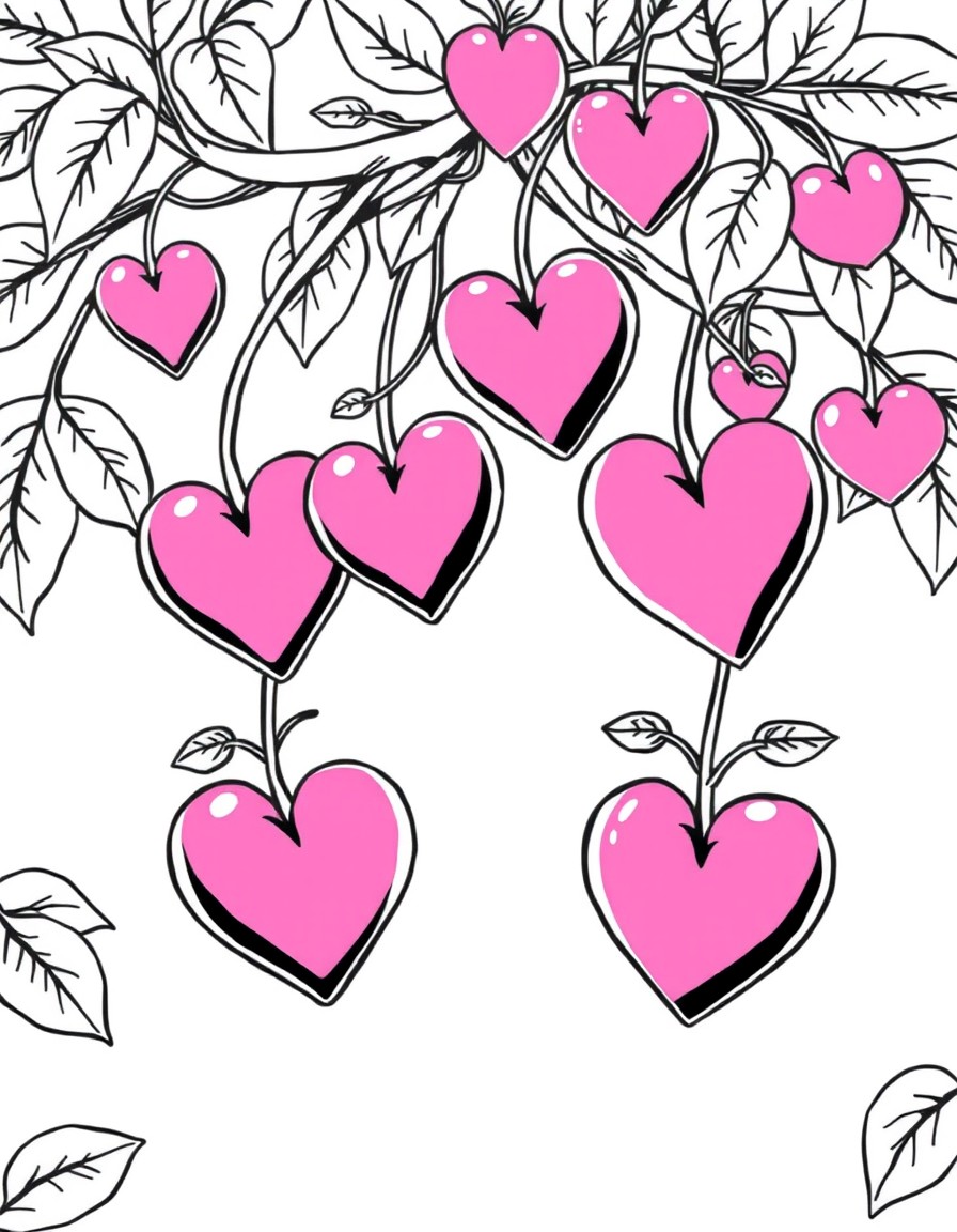 Hearts growing on a fruit tree