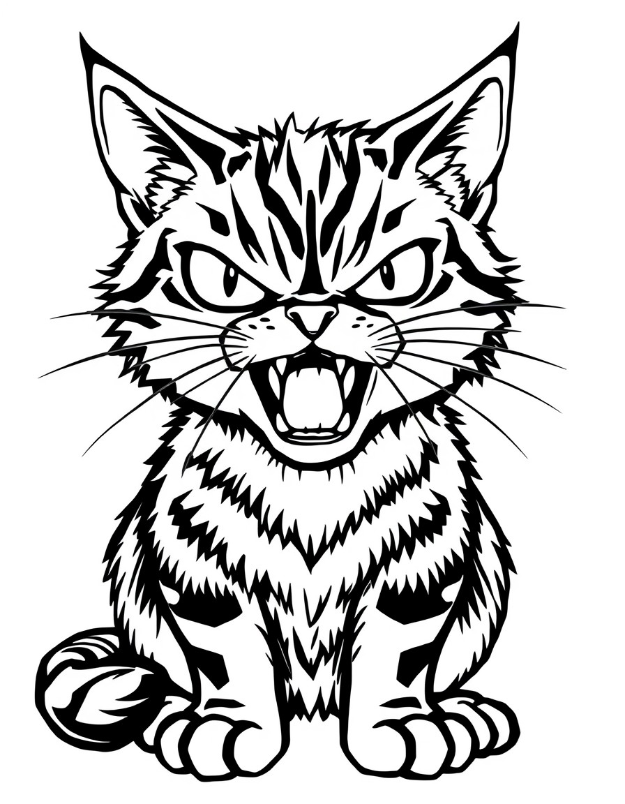 Create a angry cat coloring pages