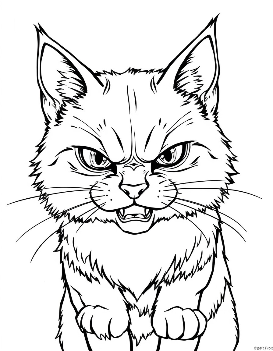 Create a angry cat coloring pages