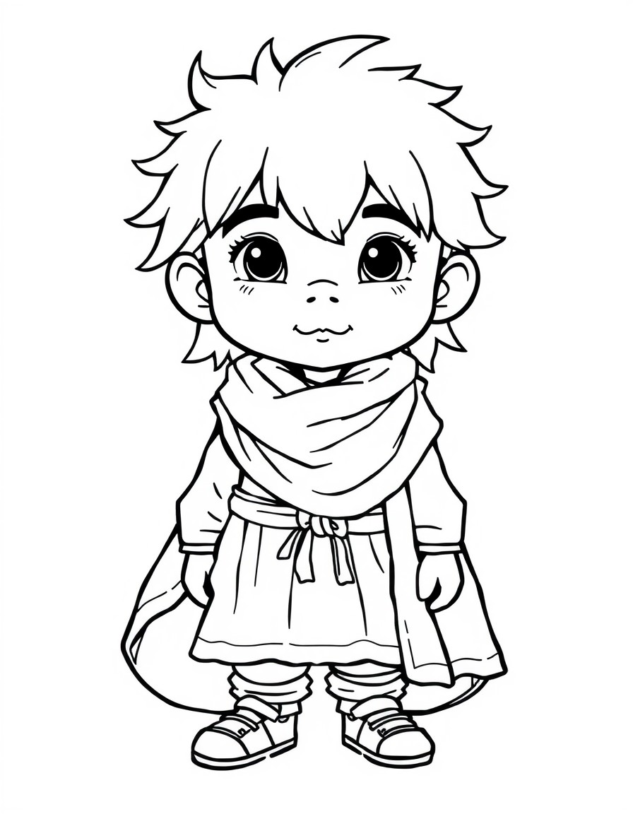 Um menino de cabelo encaracolado e bochechudo vestido com a roupa da grifinoria