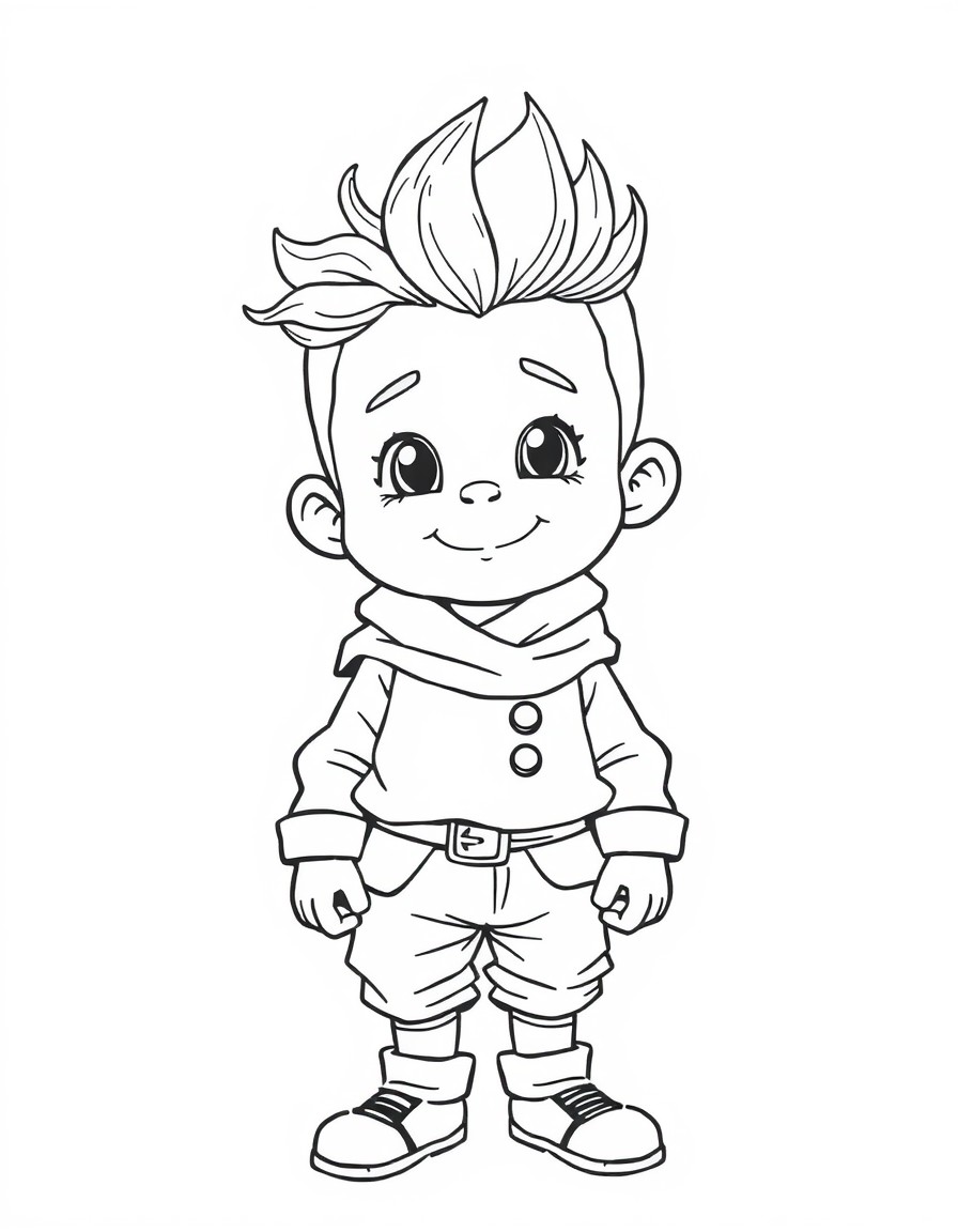 Um menino de cabelo encaracolado e bochechudo vestido com a roupa da grifinoria