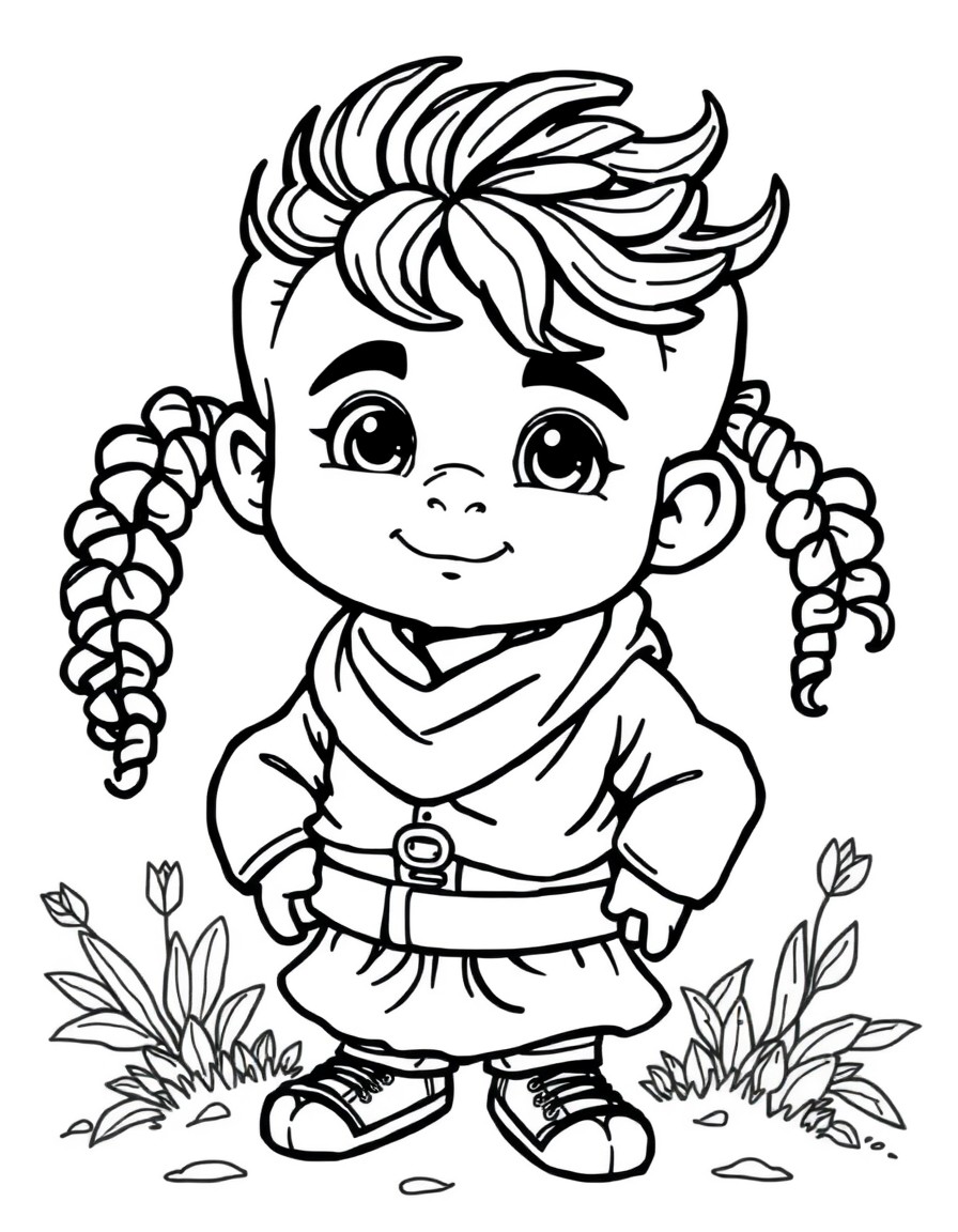 Um menino de cabelo encaracolado e bochechudo vestido com a roupa da grifinoria