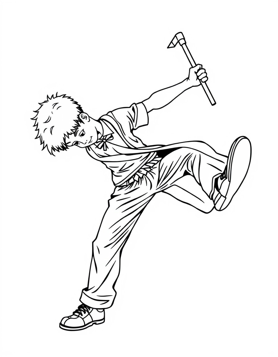 Young boy with short hair break dancing with ATLAS on the top