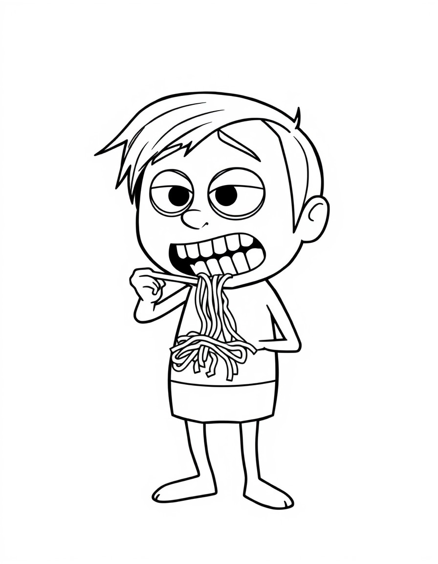 the character "disgust" from inside out movie eating spaghetti