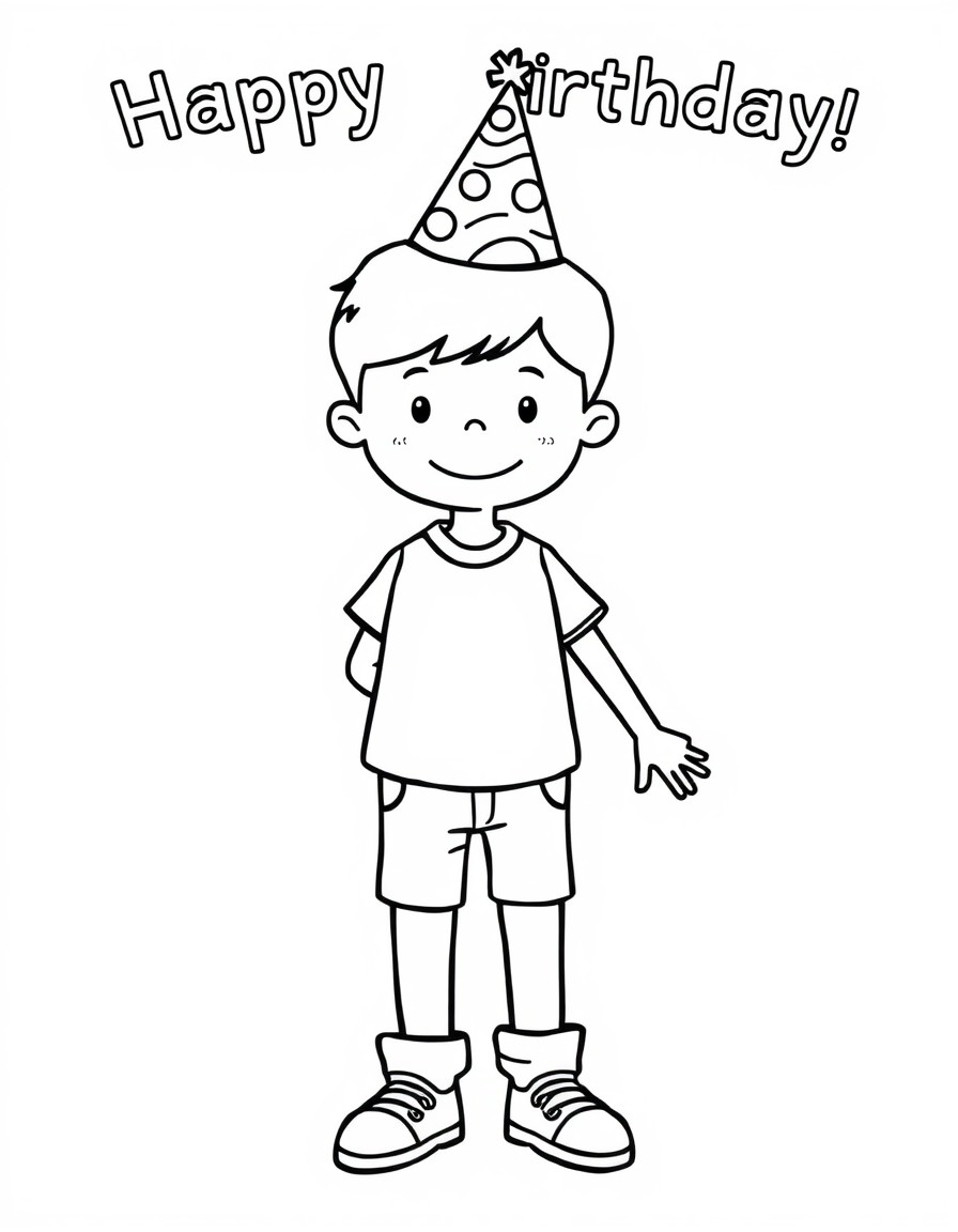 a 3rd grade boy celebrating his birthday with a hat on named Charlie