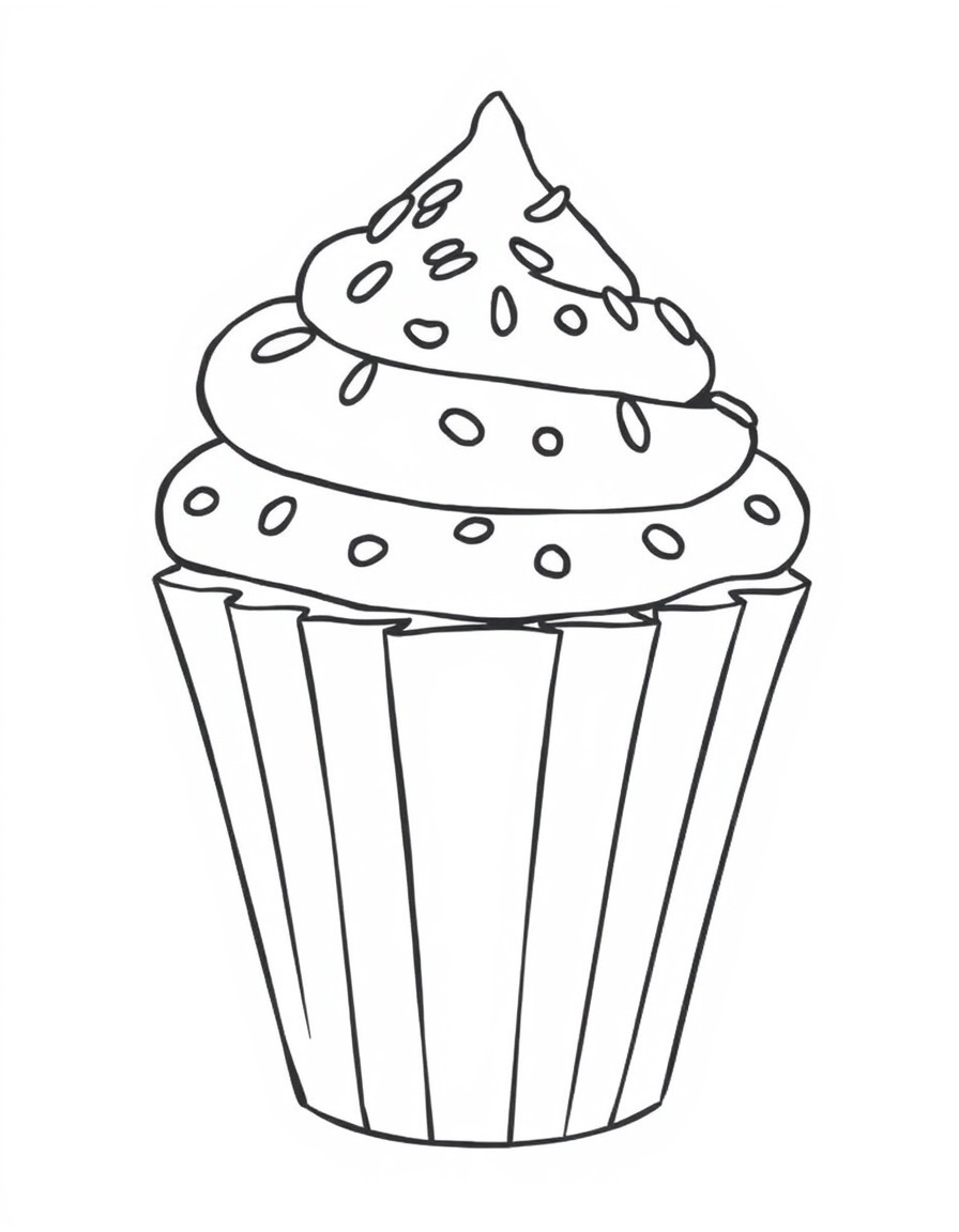 A cupcake with sprinkles and frosting.