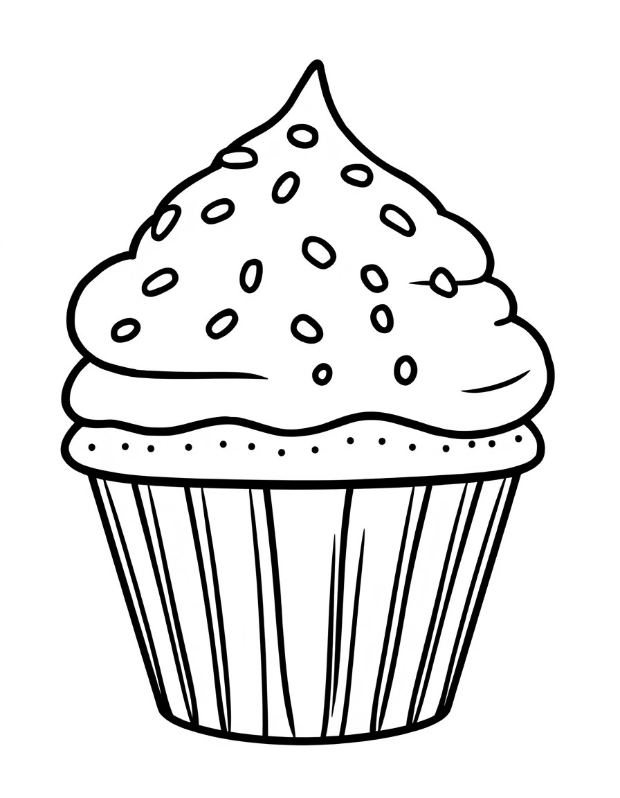 A cupcake with sprinkles and frosting.