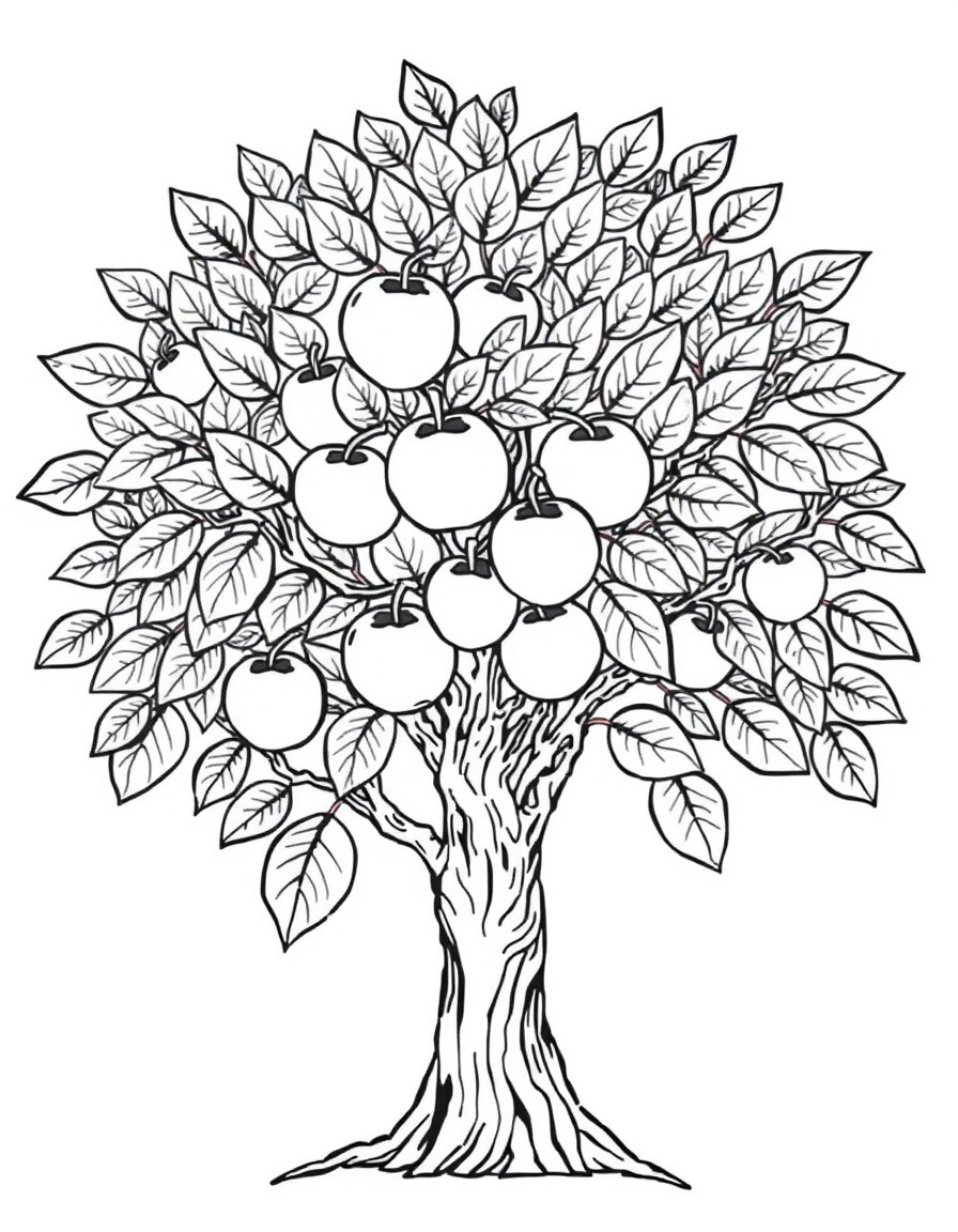 Mandala with a beautiful tree with apples