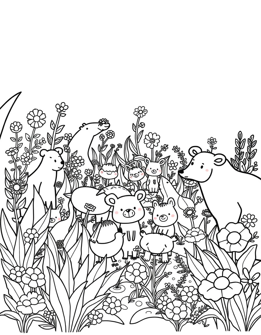 a big garden full of different animals