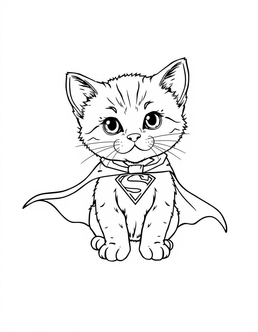 Cute kitten wearing a superhero cape