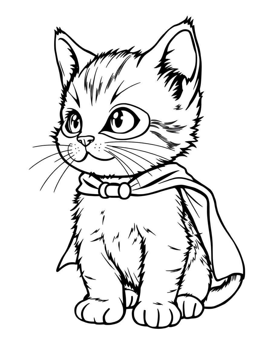 Cute kitten wearing a superhero cape