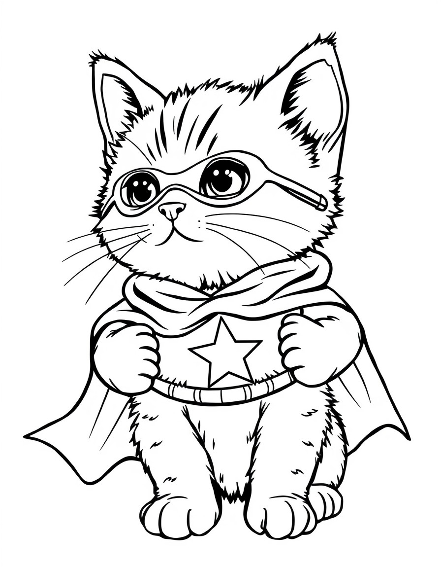 Cute kitten wearing a superhero cape