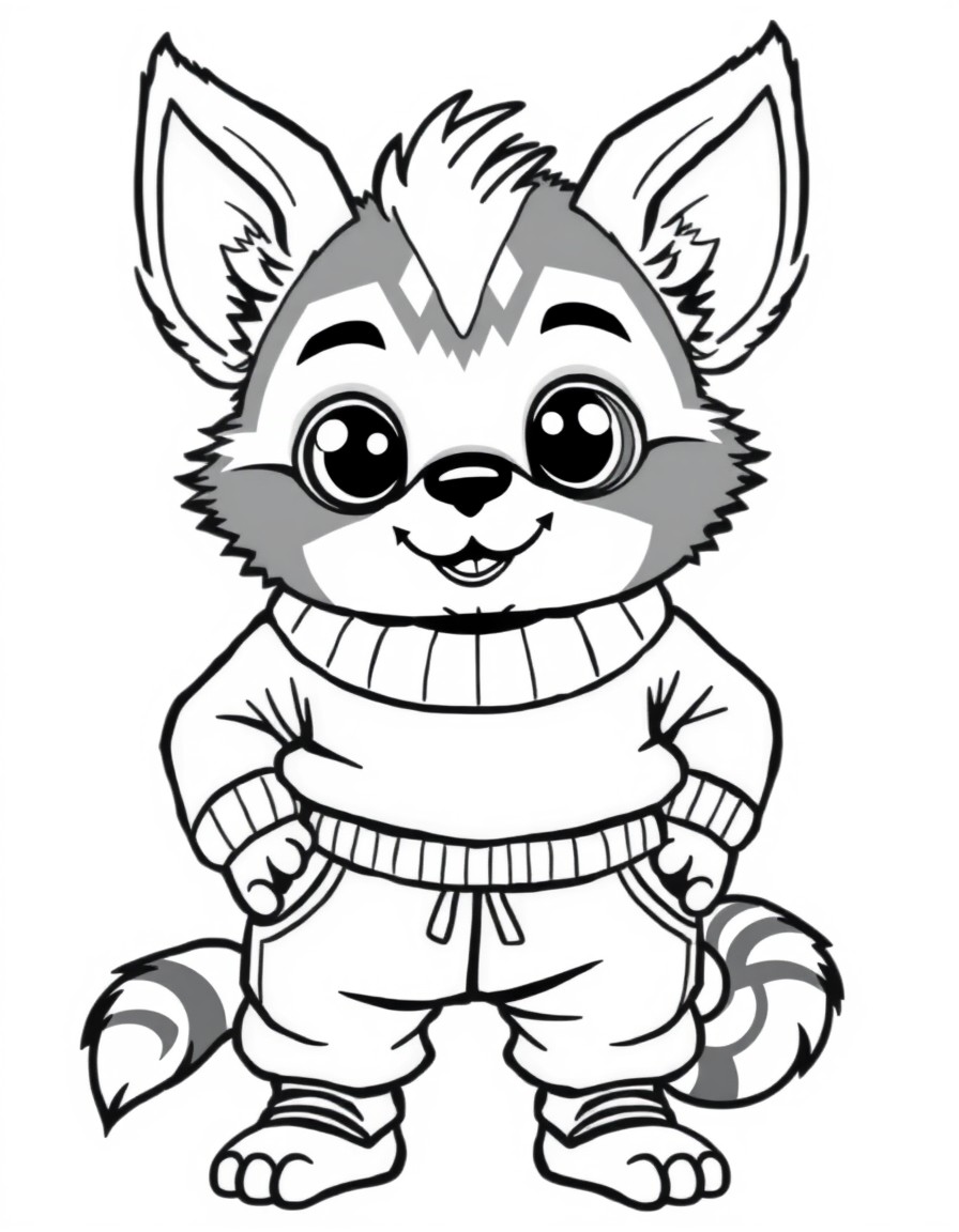 Gizmo the mogwai wearing a sweater and jogging pants