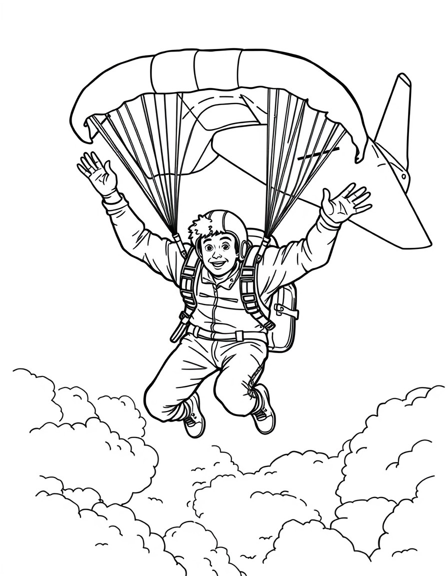 guy named jimmy parachuting off of an airplane
