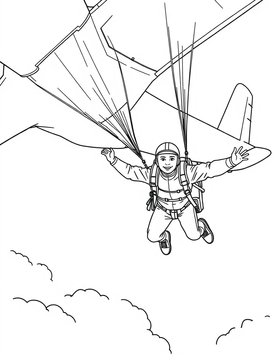 guy named jimmy parachuting off of an airplane