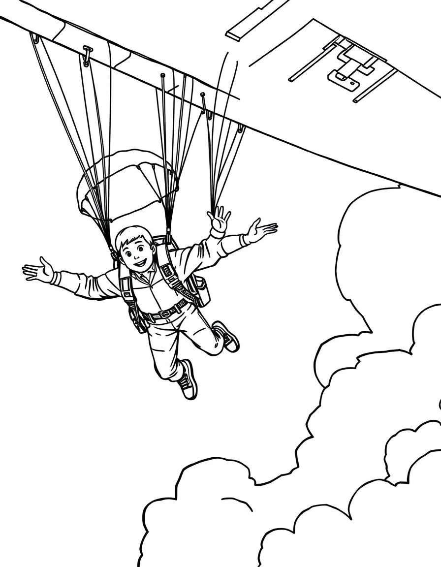 guy named jimmy parachuting off of an airplane