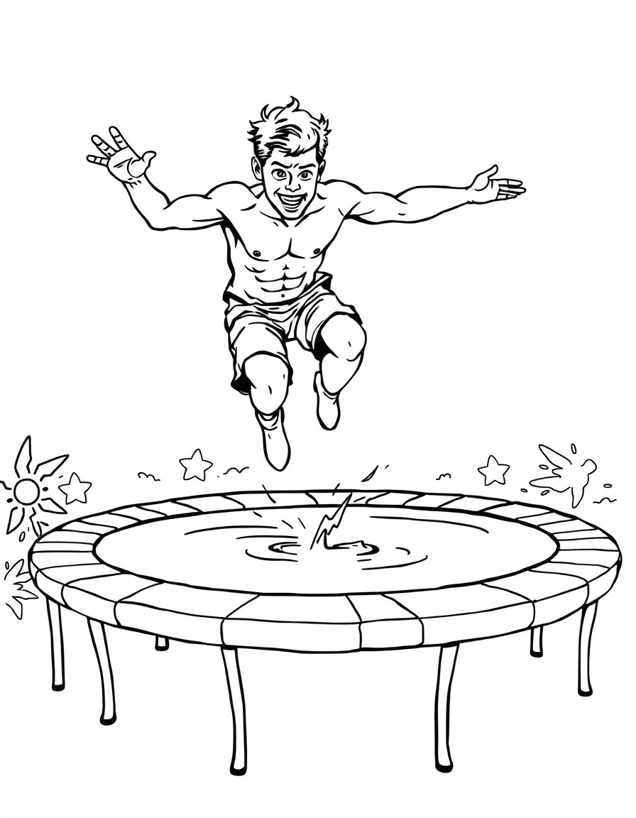 a guy jumping off of a trampoline into a pool named Jeff