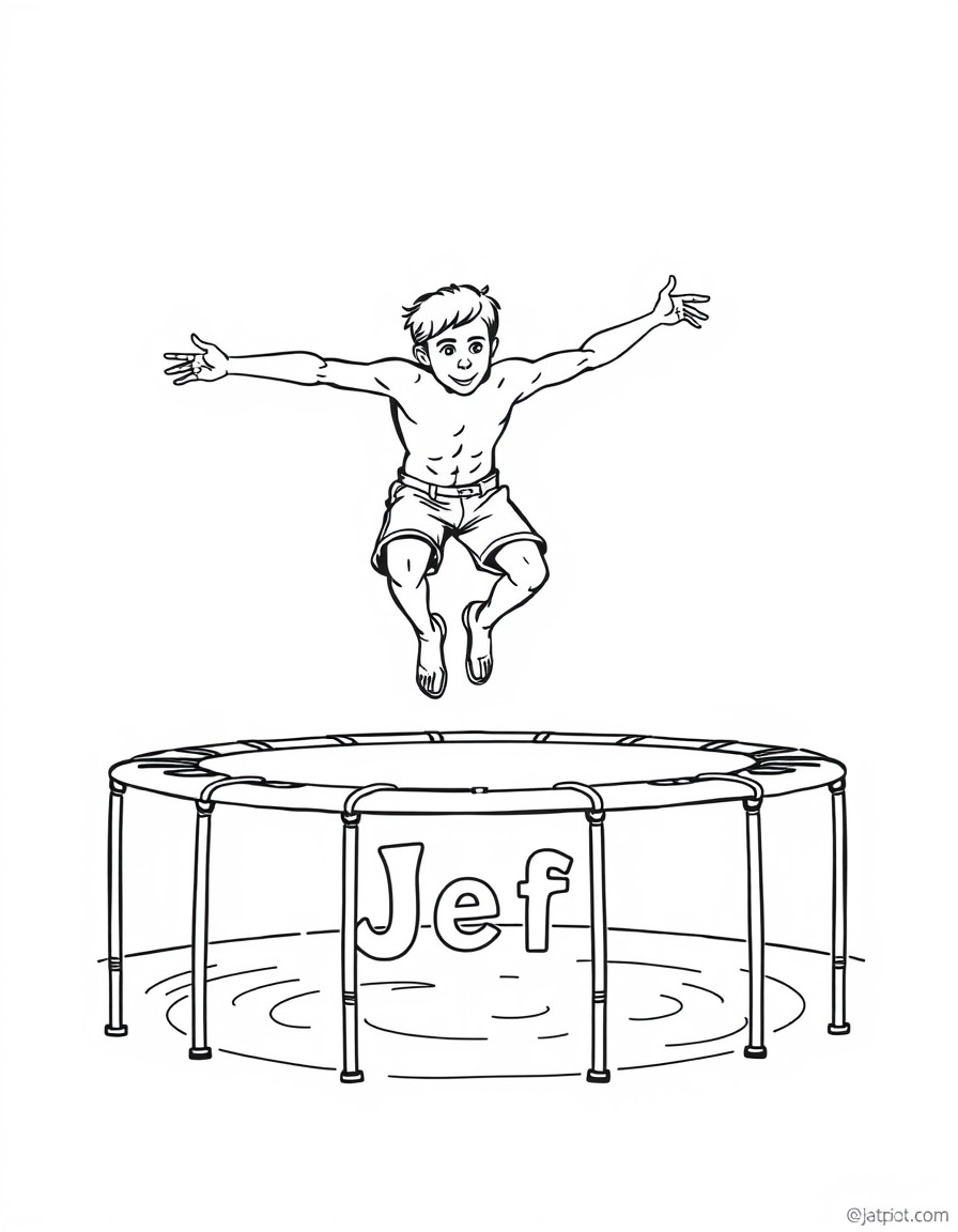 a guy jumping off of a trampoline into a pool named Jeff