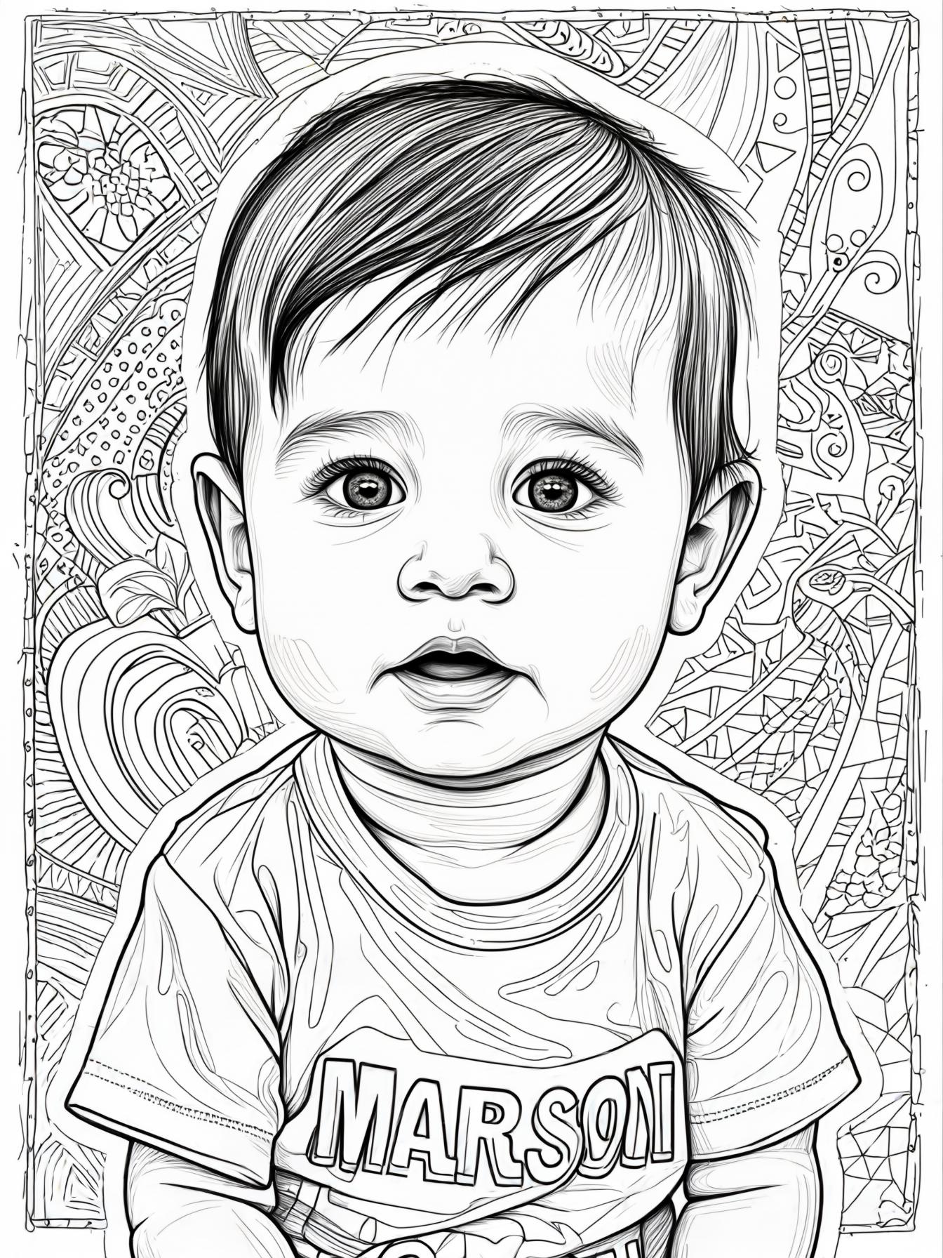 create an album with a baby boy about 2 years old who grow in Prishtina Kosovo make the name in his tshirt "Marson"