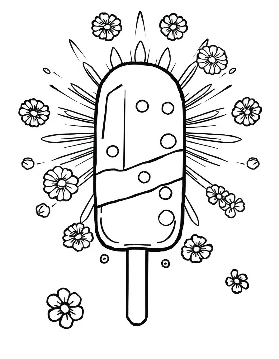 create a printable coloring sheet with a popsicle for a toddler