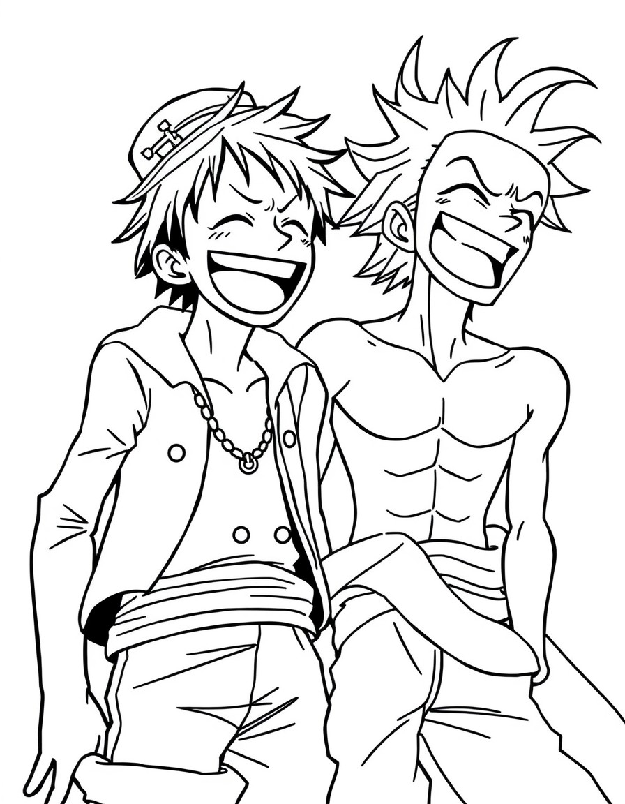 Luffy and Zoro laughing