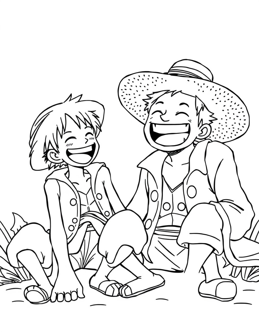 Luffy and kaido laughing