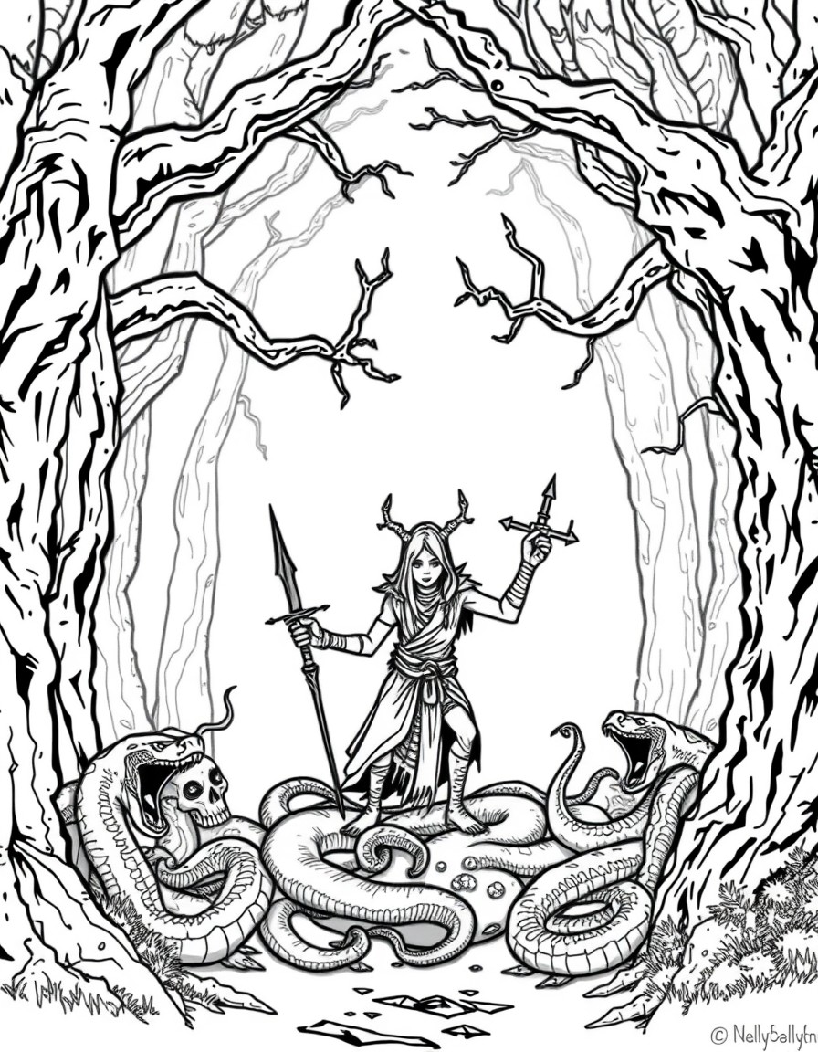 rune algiz in the creepy forest full of snakes