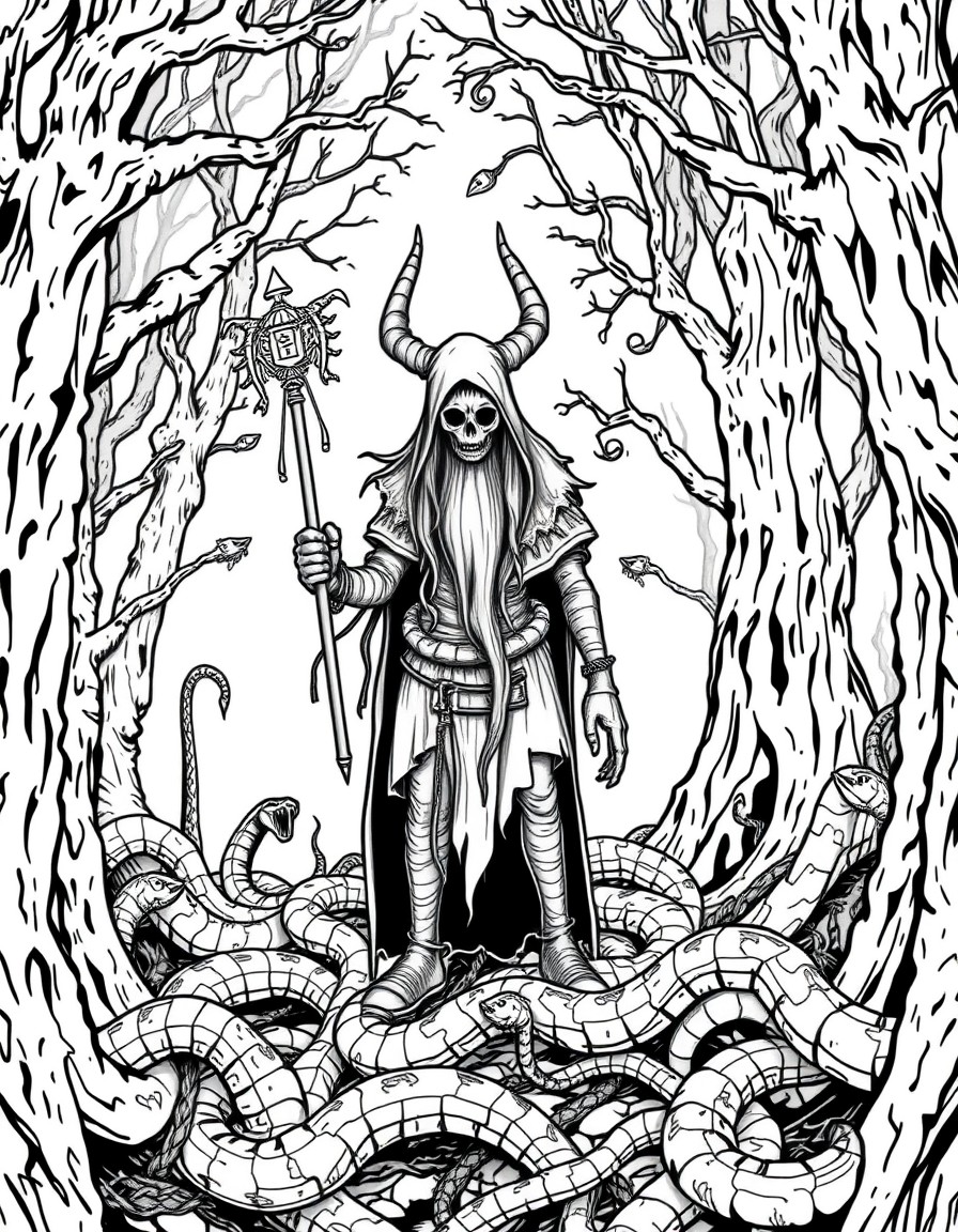 rune algiz in the creepy forest full of snakes