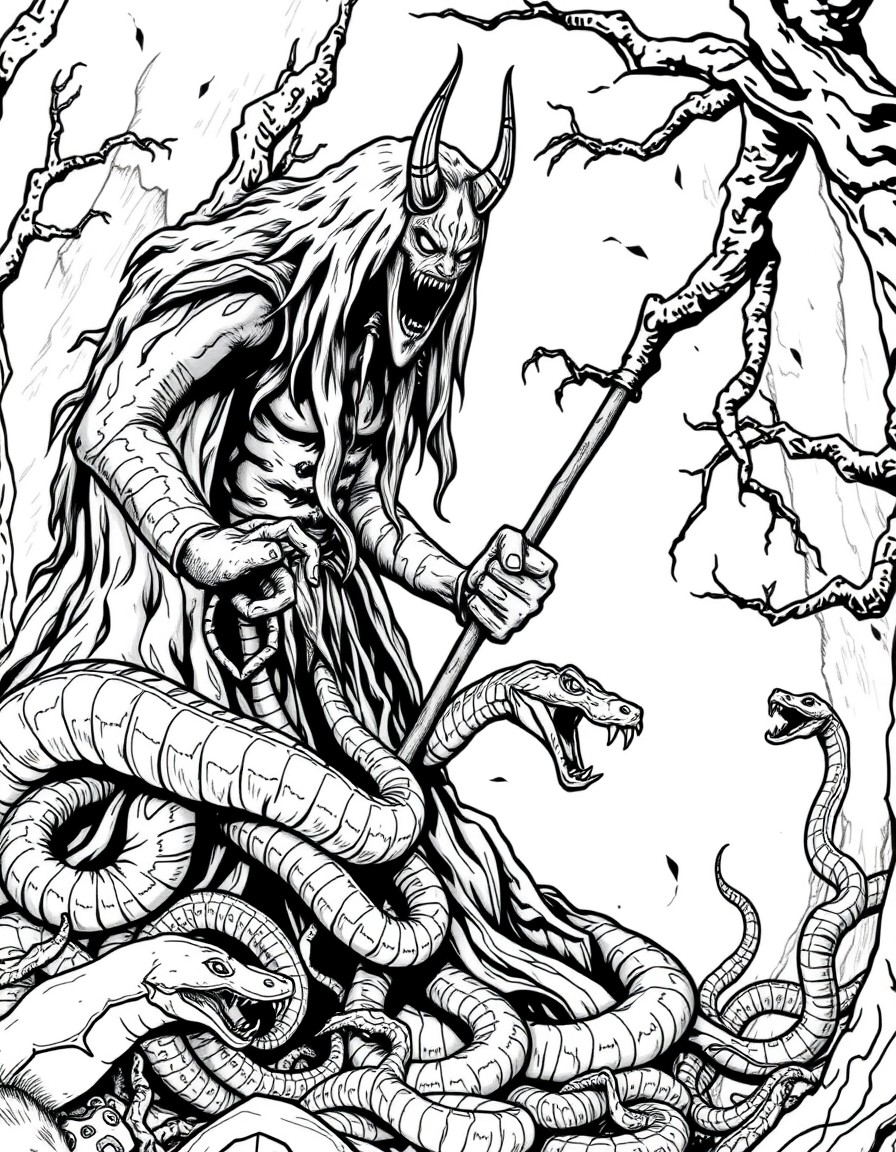 rune algiz in the creepy forest full of snakes