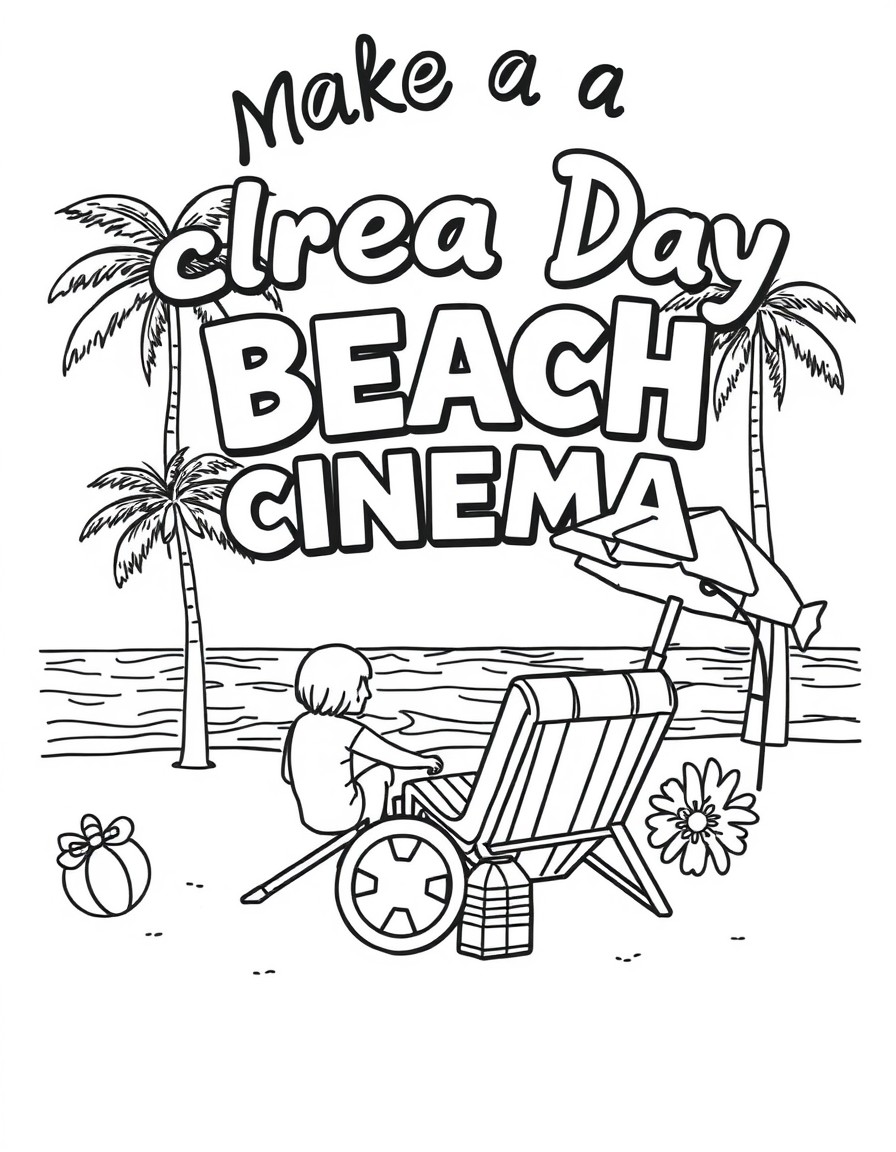 make a beach cinema day poster