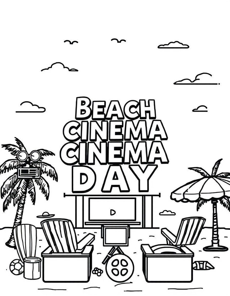 cool text on white background 'beach cinema day'