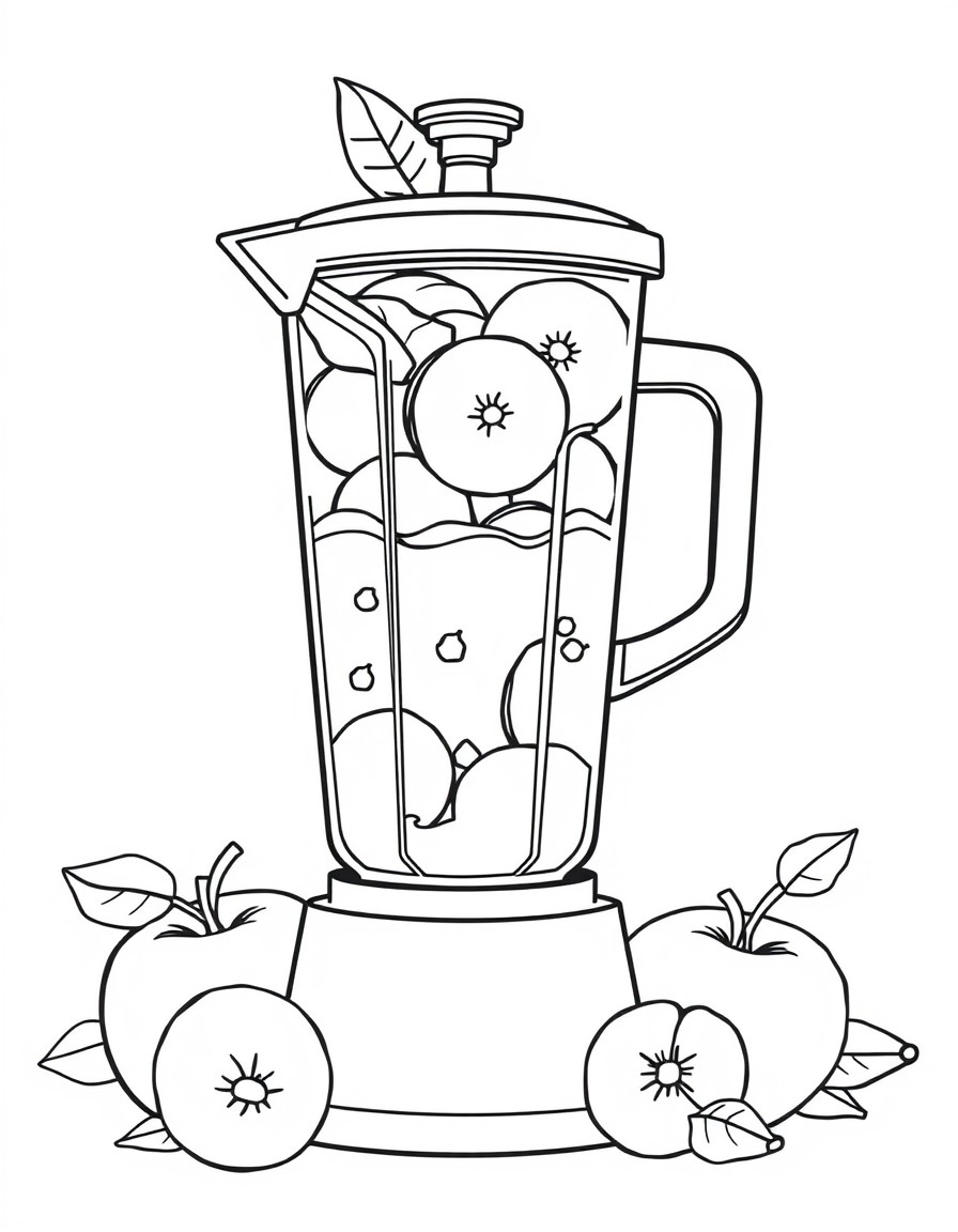 smoothie in a blender with apples and bananas