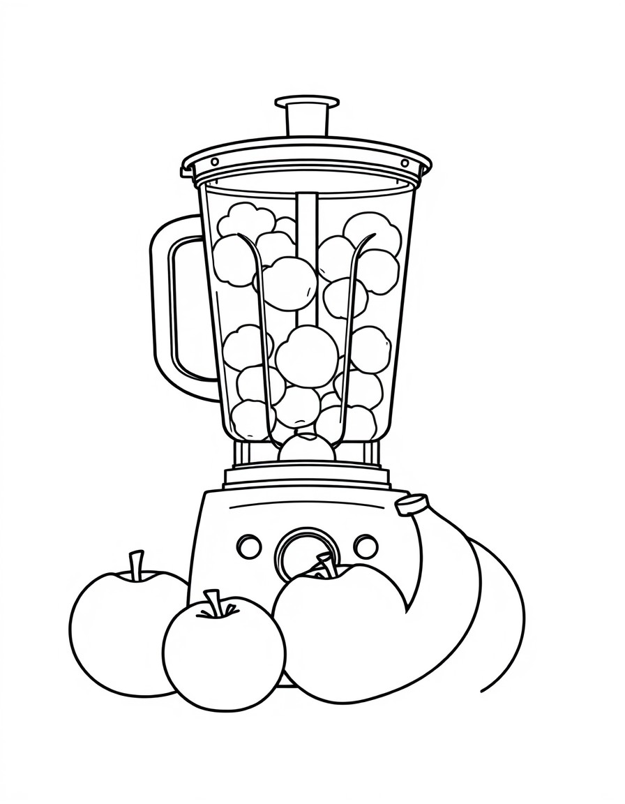 a blender with apples and bananas in front of it