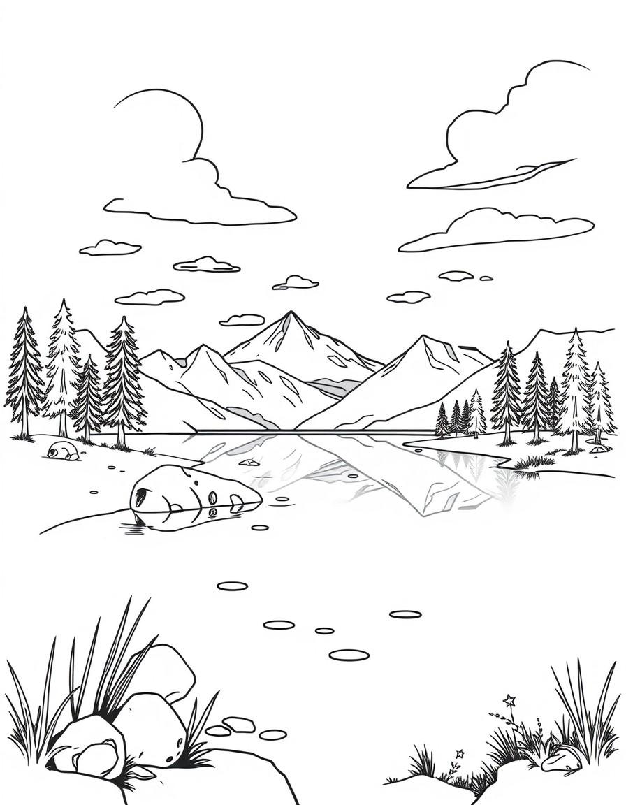 lake. simple lines
