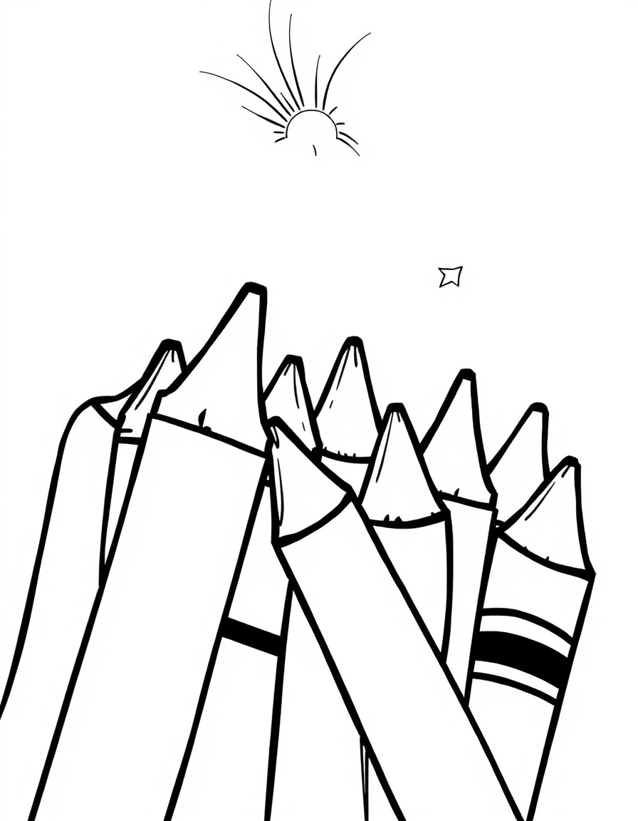 crayons simple lines