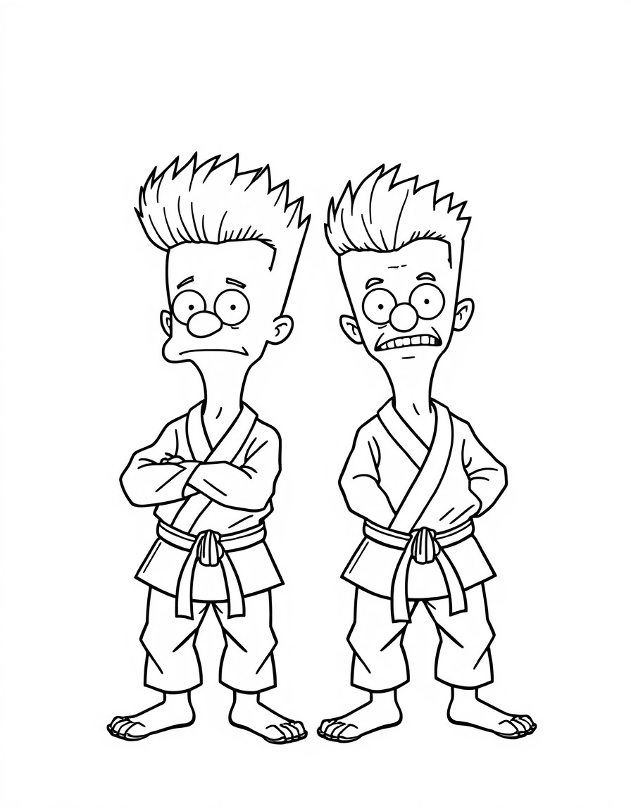 Beavis and Butthead image dressed as karatekas.