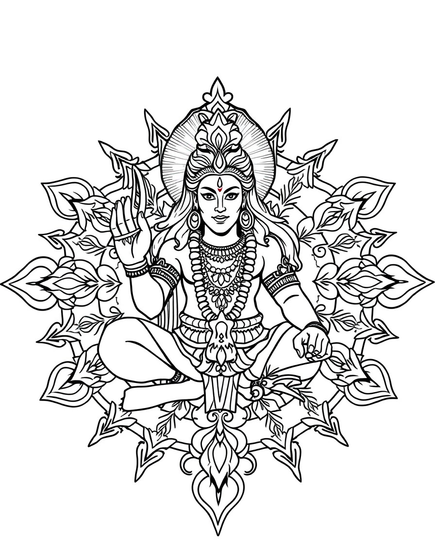 generate a mandala that has the image of shiva as a background