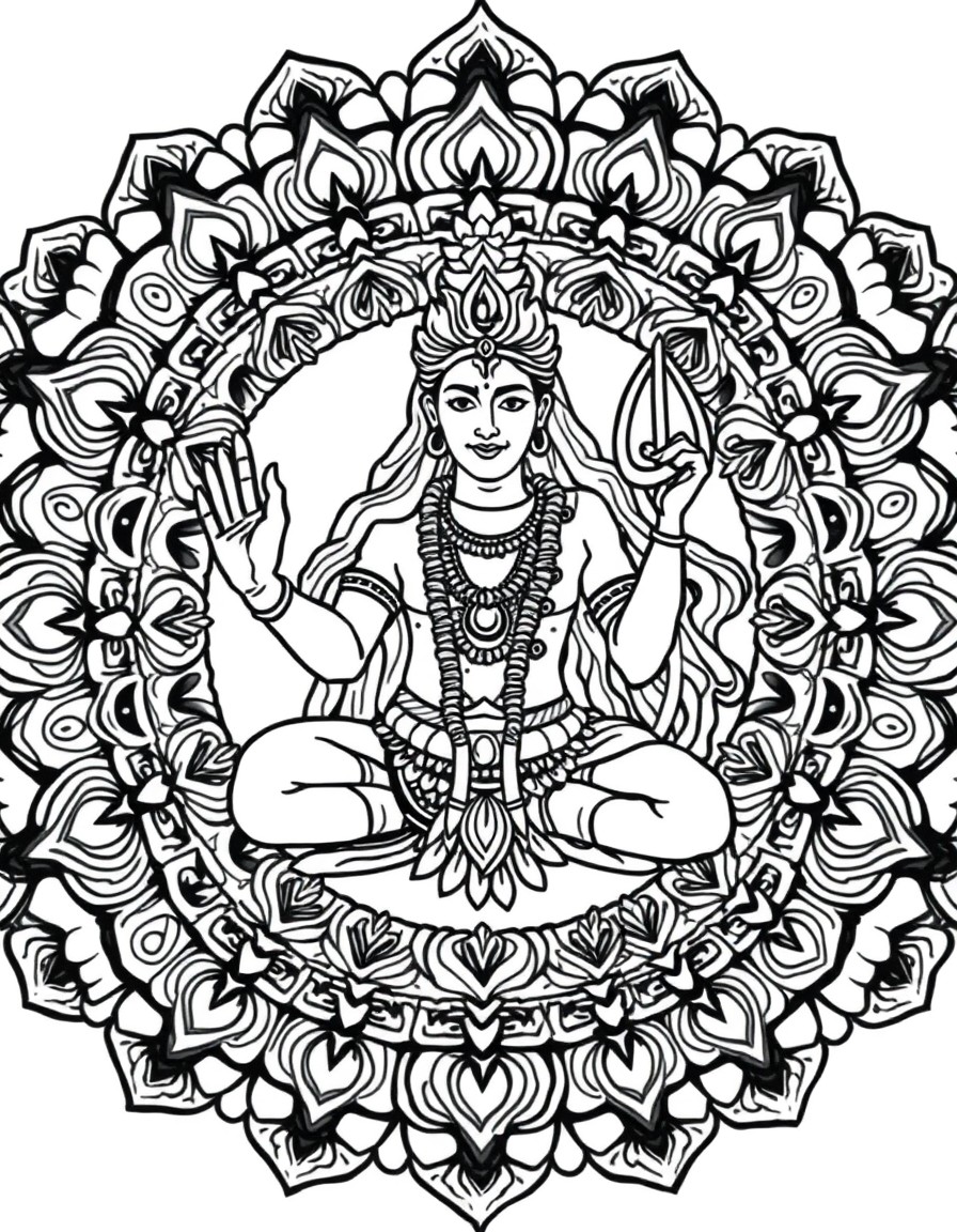 generate a mandala that has the image of shiva as a background