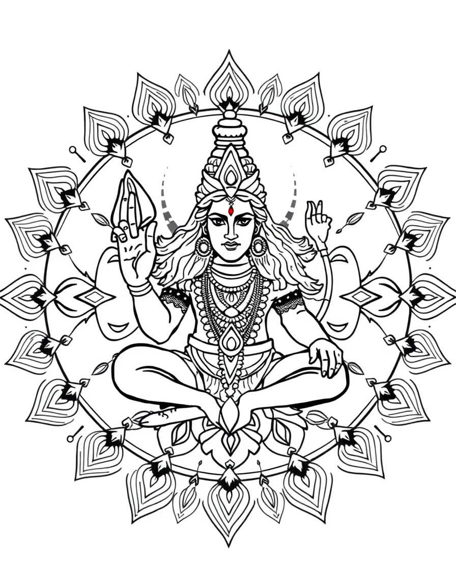 generate a mandala that has the image of shiva as a background