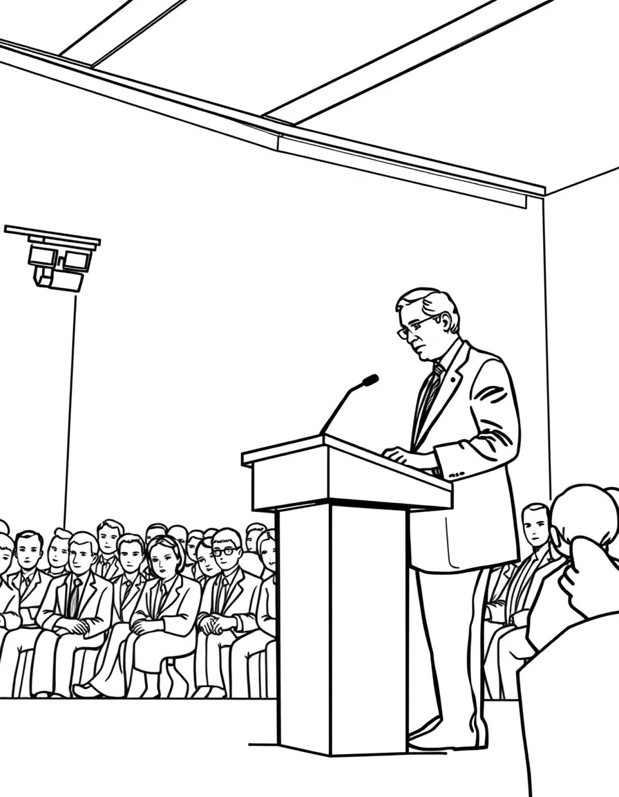 nigel farage standing at a podium at a conference