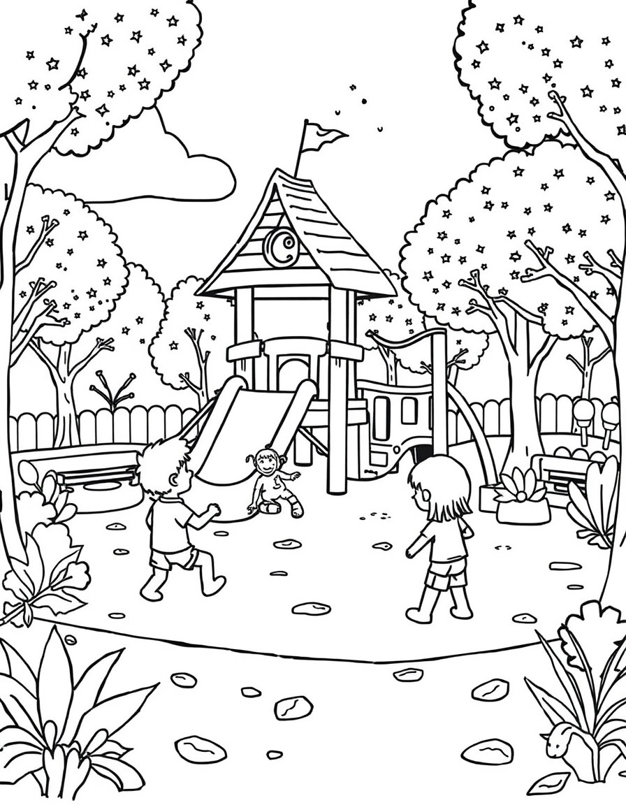 create a playground where kids are playing