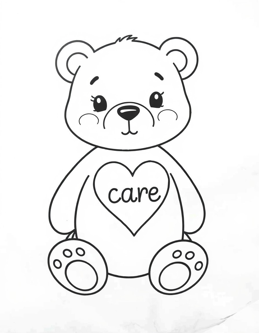 a cute care bear with a heart on its belly with the word