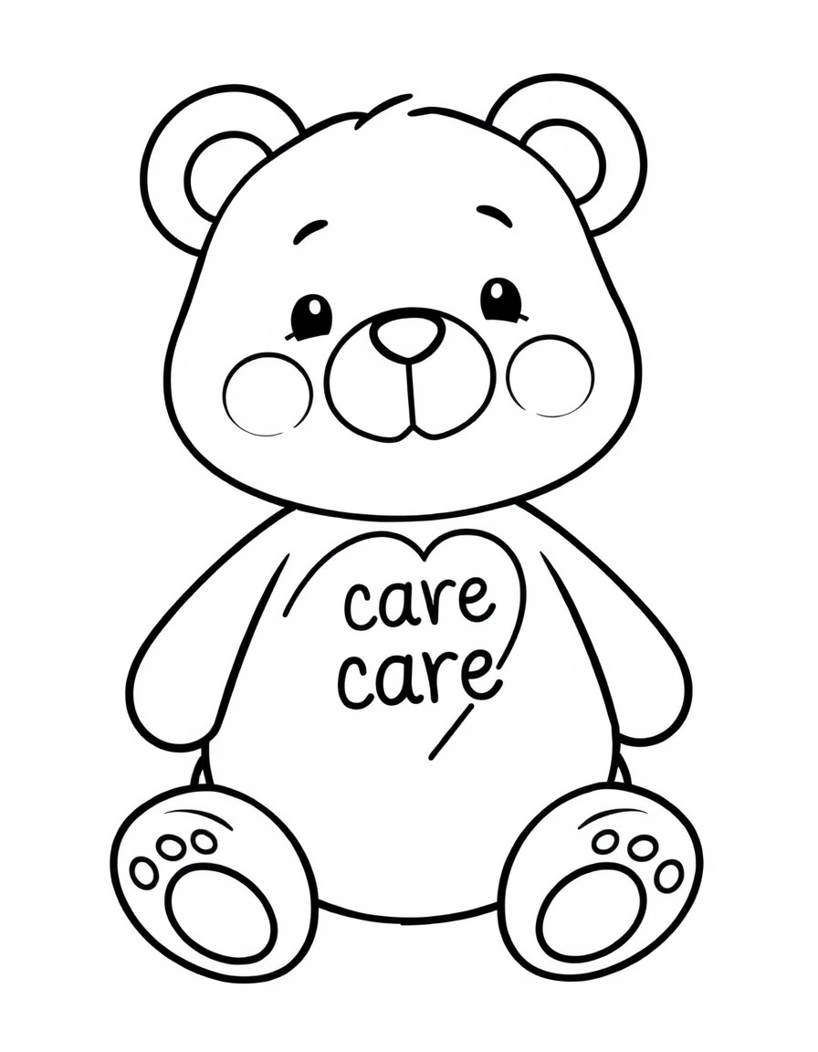 a cute care bear with a heart on its belly with the word