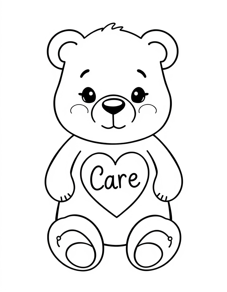 a cute care bear with a heart on its belly with the word