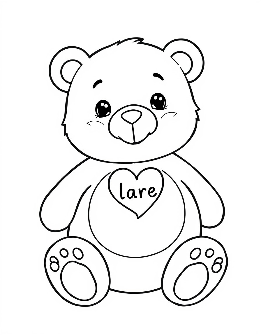 a cute care bear with a heart on its belly with the word