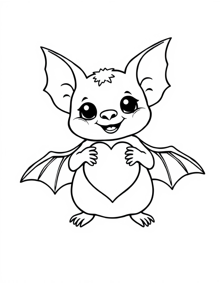 a cute fruit bat with a heart in the hands