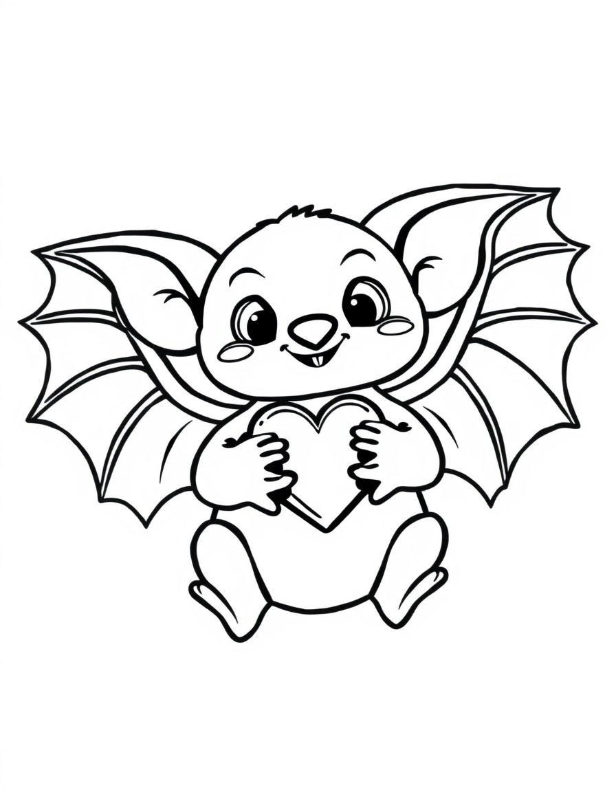 a cute fruit bat with a heart in the hands