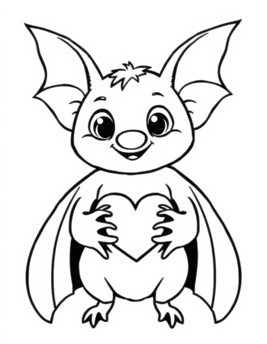 a cute fruit bat with a heart in the hands