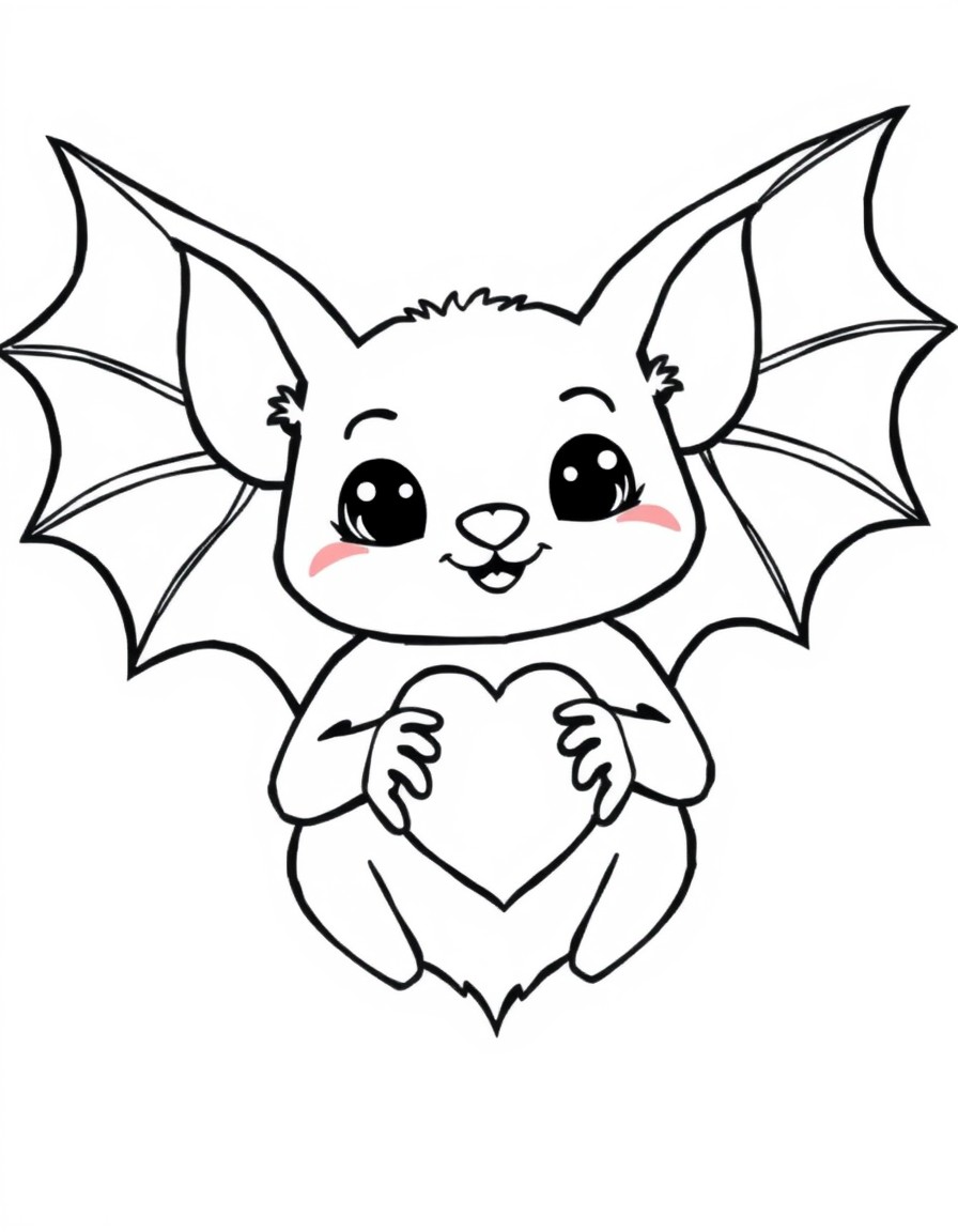 a cute fruit bat with a heart in the hands