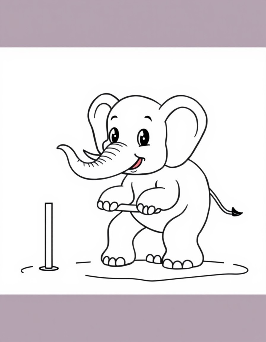 Cute elephant playing on kids playground equipment